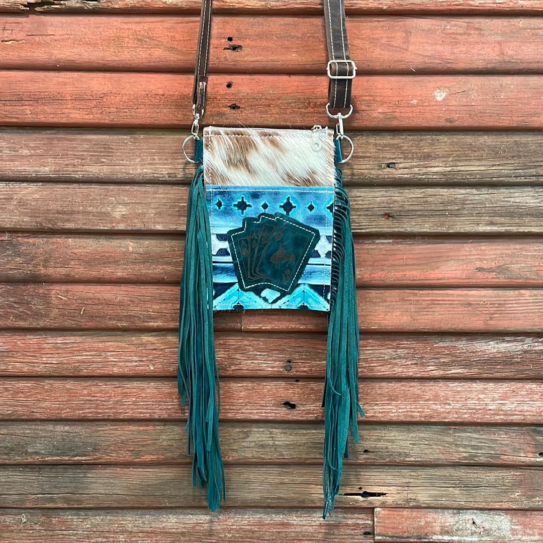 Carrie - Tricolor w/ Glacier Park Navajo w/ bucking aces-Carrie-Western-Cowhide-Bags-Handmade-Products-Gifts-Dancing Cactus Designs