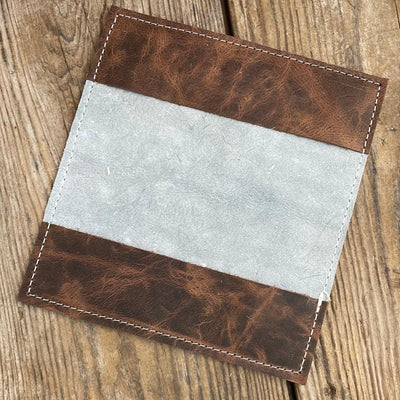 Checkbook Cover - Black & White w/ Cucumber Melon Tool-Checkbook Cover-Western-Cowhide-Bags-Handmade-Products-Gifts-Dancing Cactus Designs