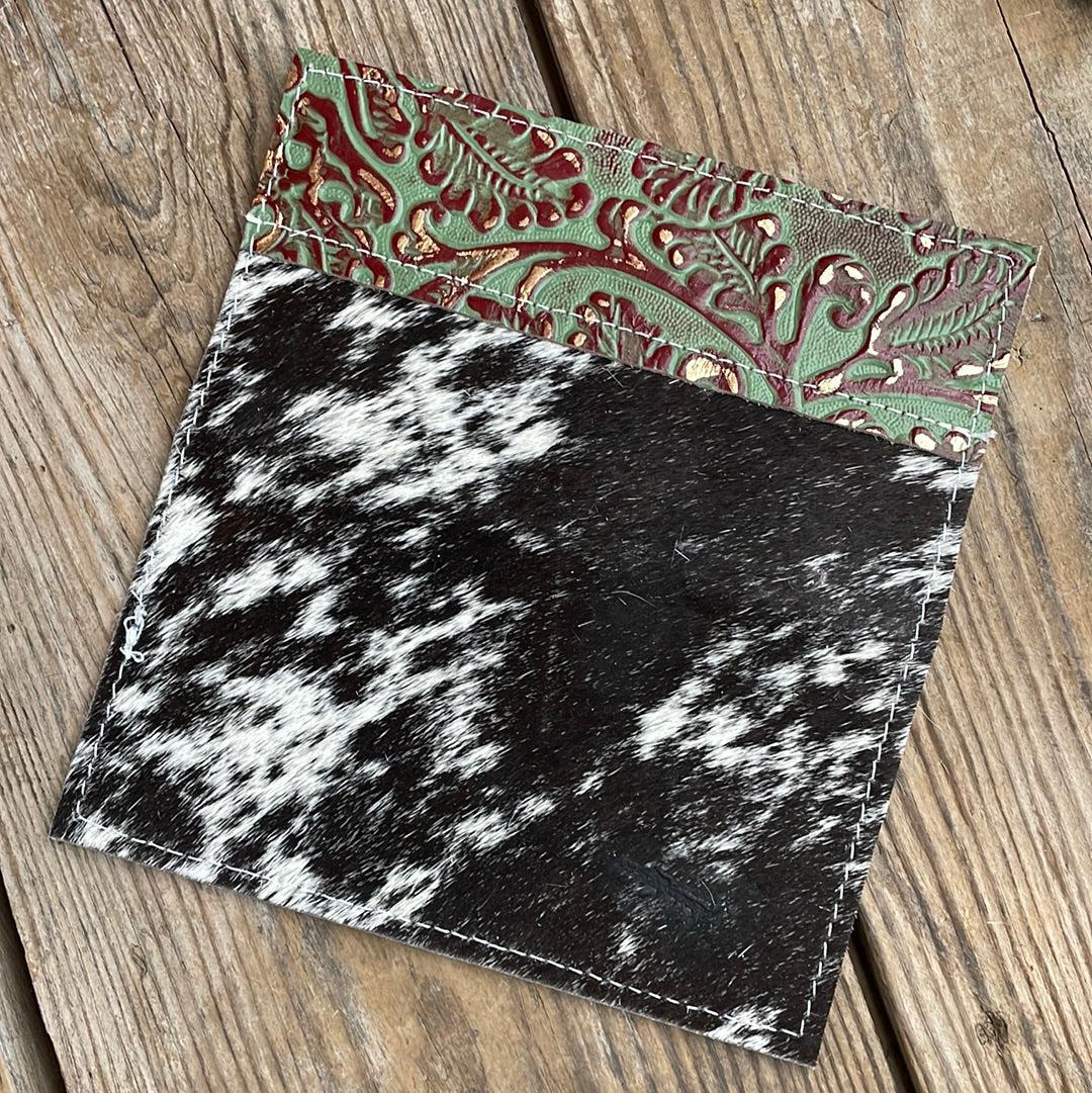 Checkbook Cover - Black & White w/ Cucumber Melon Tool-Checkbook Cover-Western-Cowhide-Bags-Handmade-Products-Gifts-Dancing Cactus Designs