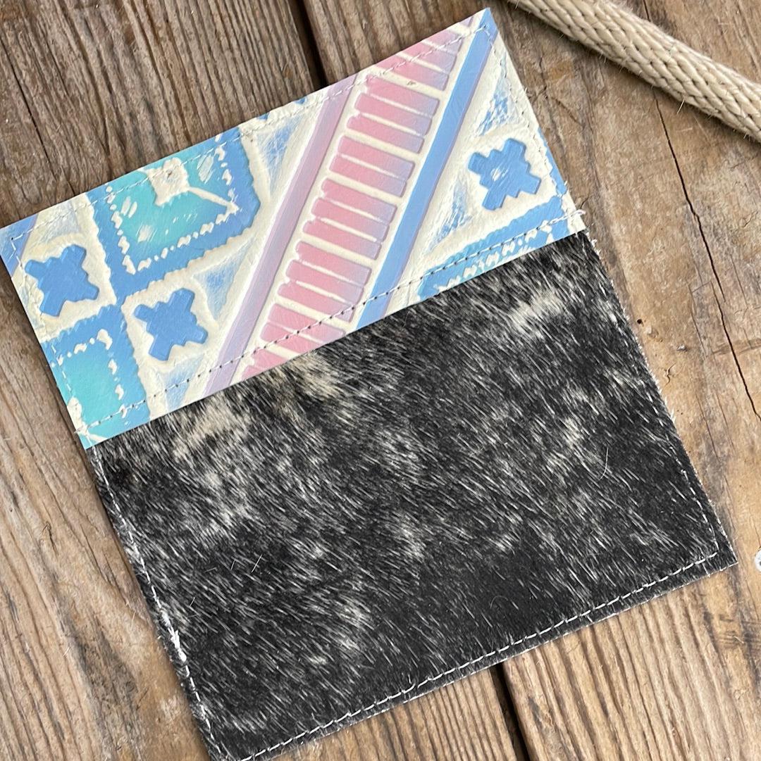 Checkbook Cover - Black & White w/ Encanto Navajo-Checkbook Cover-Western-Cowhide-Bags-Handmade-Products-Gifts-Dancing Cactus Designs
