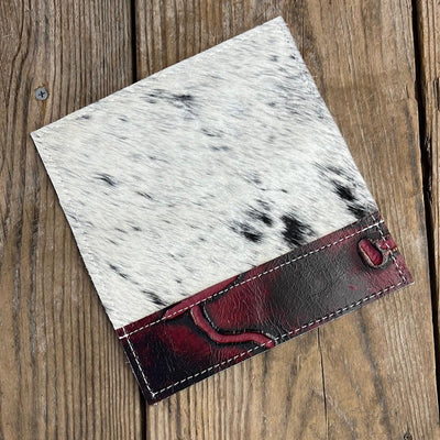 Checkbook Cover - Black & White w/ Red Brands-Checkbook Cover-Western-Cowhide-Bags-Handmade-Products-Gifts-Dancing Cactus Designs