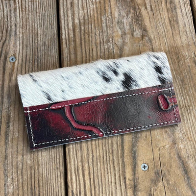 Checkbook Cover - Black & White w/ Red Brands-Checkbook Cover-Western-Cowhide-Bags-Handmade-Products-Gifts-Dancing Cactus Designs