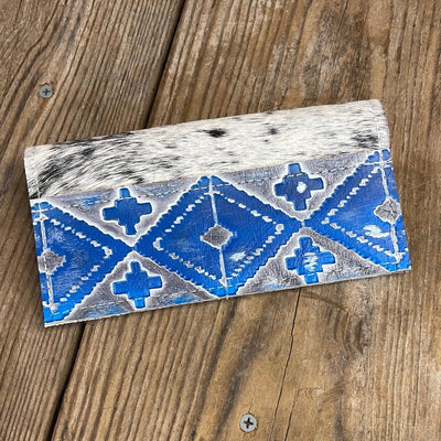 Checkbook Cover - Black & White w/ Rocky Mountain Navajo-Checkbook Cover-Western-Cowhide-Bags-Handmade-Products-Gifts-Dancing Cactus Designs
