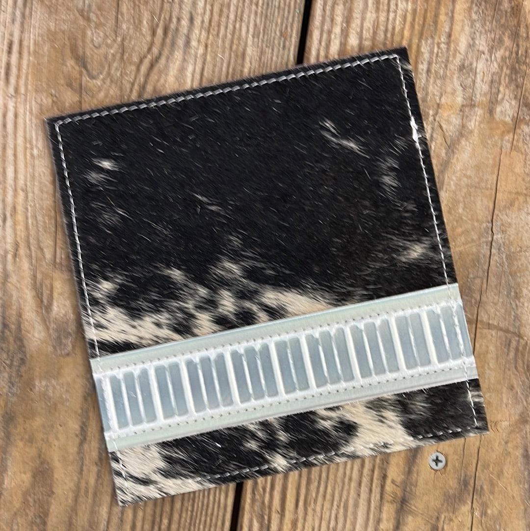 Checkbook Cover - Black & White w/ Watermelon Wine-Checkbook Cover-Western-Cowhide-Bags-Handmade-Products-Gifts-Dancing Cactus Designs