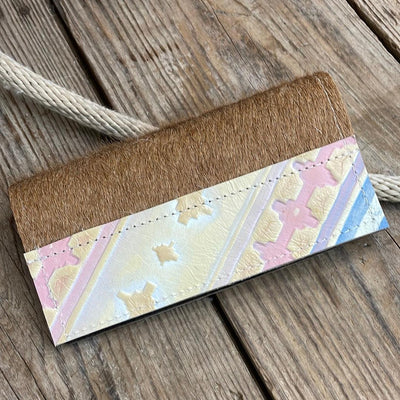 Checkbook Cover - Brindle w/ Encanto Navajo-Checkbook Cover-Western-Cowhide-Bags-Handmade-Products-Gifts-Dancing Cactus Designs