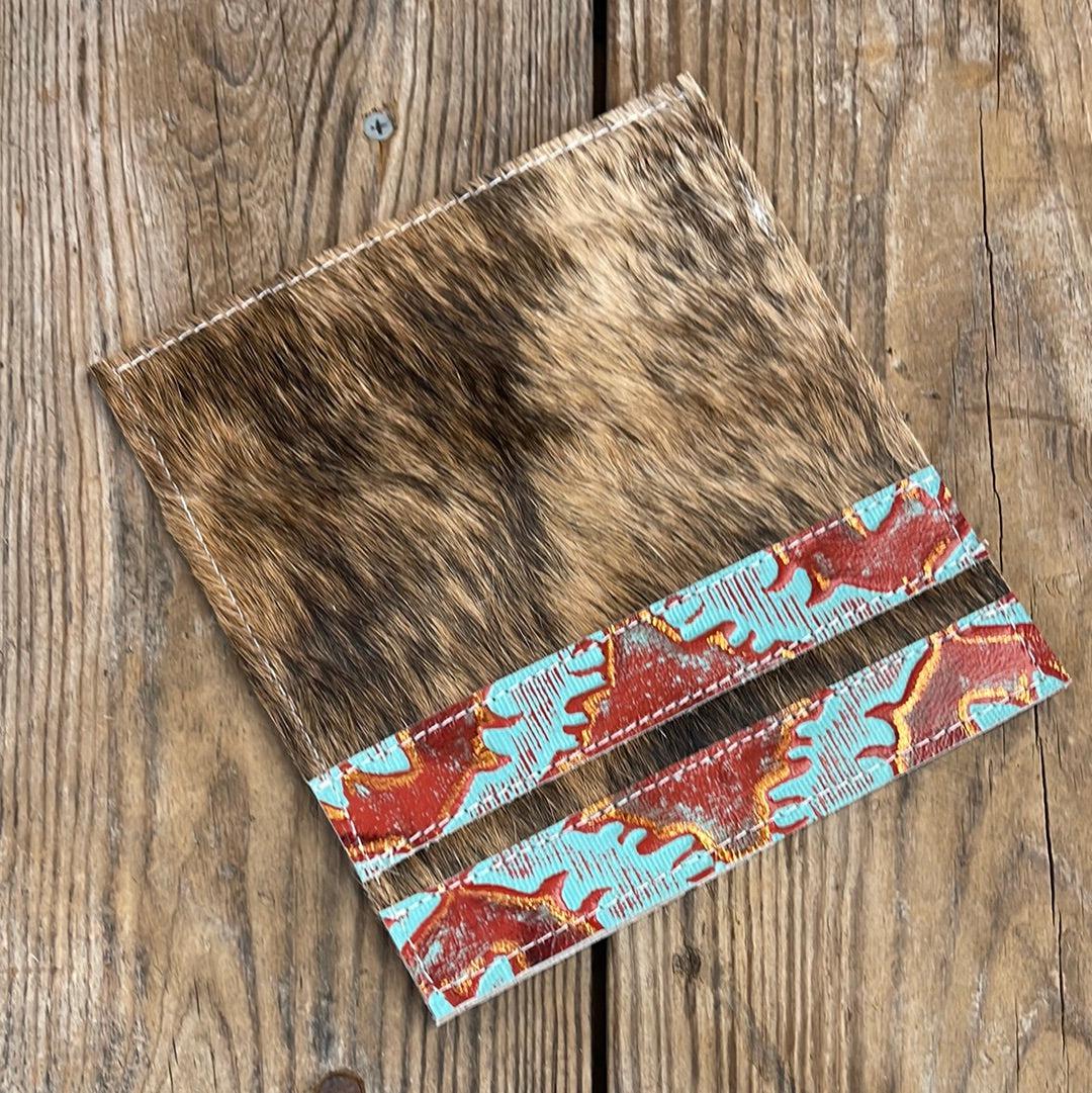 Checkbook Cover - Brindle w/ Patriot Laredo-Checkbook Cover-Western-Cowhide-Bags-Handmade-Products-Gifts-Dancing Cactus Designs