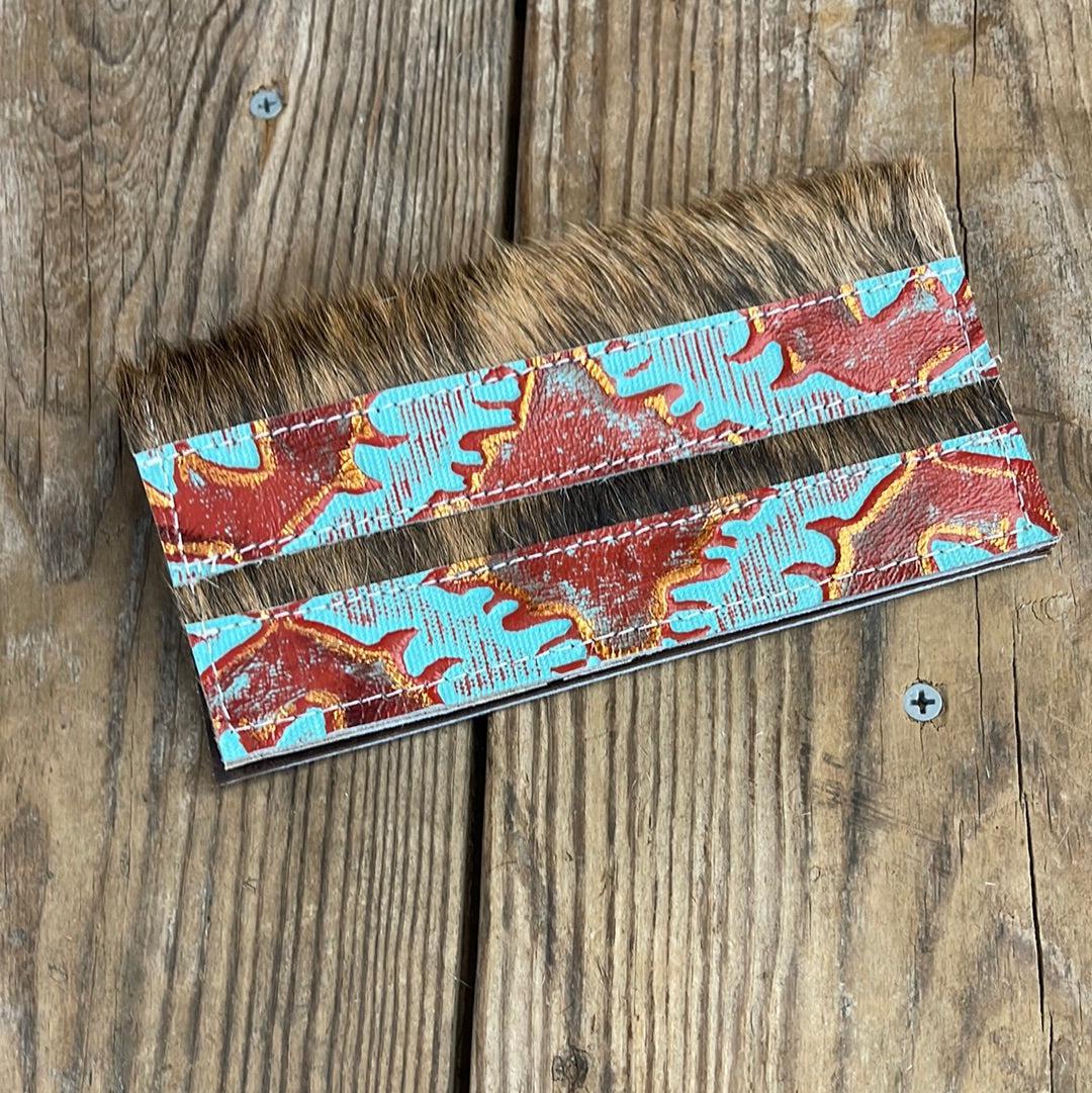 Checkbook Cover - Brindle w/ Patriot Laredo-Checkbook Cover-Western-Cowhide-Bags-Handmade-Products-Gifts-Dancing Cactus Designs