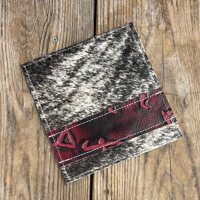 Checkbook Cover - Brindle w/ Red Brands-Checkbook Cover-Western-Cowhide-Bags-Handmade-Products-Gifts-Dancing Cactus Designs