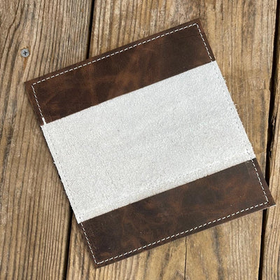 Checkbook Cover - Brindle w/ Turquoise Aztec-Checkbook Cover-Western-Cowhide-Bags-Handmade-Products-Gifts-Dancing Cactus Designs