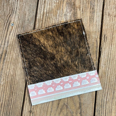 Checkbook Cover - Brindle w/ Watermelon Wine-Checkbook Cover-Western-Cowhide-Bags-Handmade-Products-Gifts-Dancing Cactus Designs