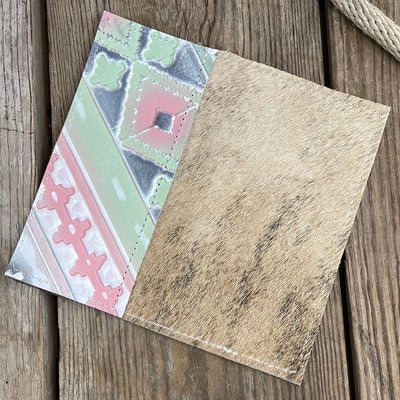 Checkbook Cover - Brindle w/ Watermelon Wine-Checkbook Cover-Western-Cowhide-Bags-Handmade-Products-Gifts-Dancing Cactus Designs