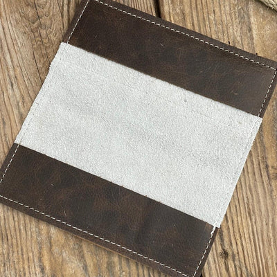 Checkbook Cover - Chocolate & White w/ Adobe Navajo-Checkbook Cover-Western-Cowhide-Bags-Handmade-Products-Gifts-Dancing Cactus Designs