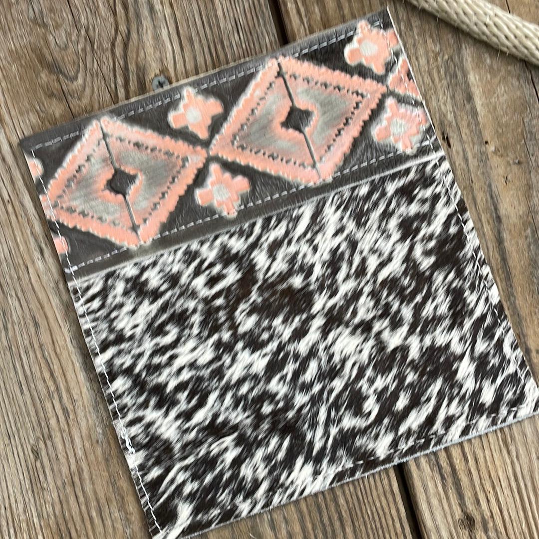 Checkbook Cover - Chocolate & White w/ Adobe Navajo-Checkbook Cover-Western-Cowhide-Bags-Handmade-Products-Gifts-Dancing Cactus Designs