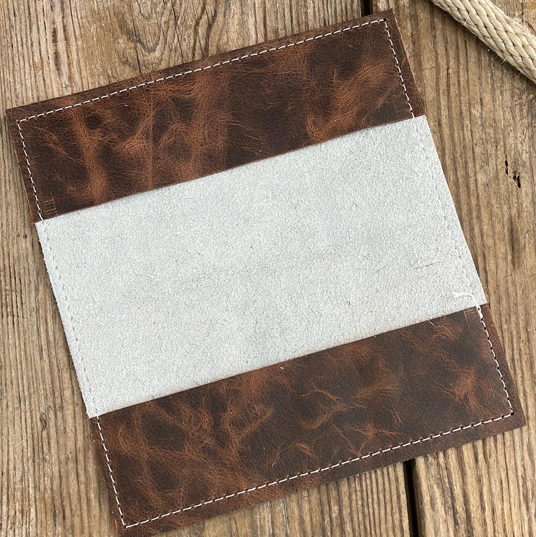 Checkbook Cover - Chocolate & White w/ Encanto Navajo-Checkbook Cover-Western-Cowhide-Bags-Handmade-Products-Gifts-Dancing Cactus Designs
