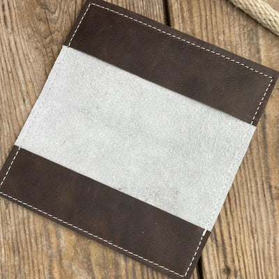 Checkbook Cover - Chocolate & White w/ Encanto Navajo-Checkbook Cover-Western-Cowhide-Bags-Handmade-Products-Gifts-Dancing Cactus Designs