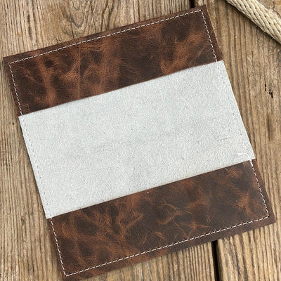 Checkbook Cover - Chocolate & White w/ Encanto Navajo-Checkbook Cover-Western-Cowhide-Bags-Handmade-Products-Gifts-Dancing Cactus Designs