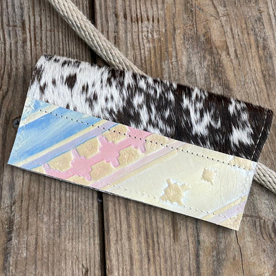 Checkbook Cover - Chocolate & White w/ Encanto Navajo-Checkbook Cover-Western-Cowhide-Bags-Handmade-Products-Gifts-Dancing Cactus Designs