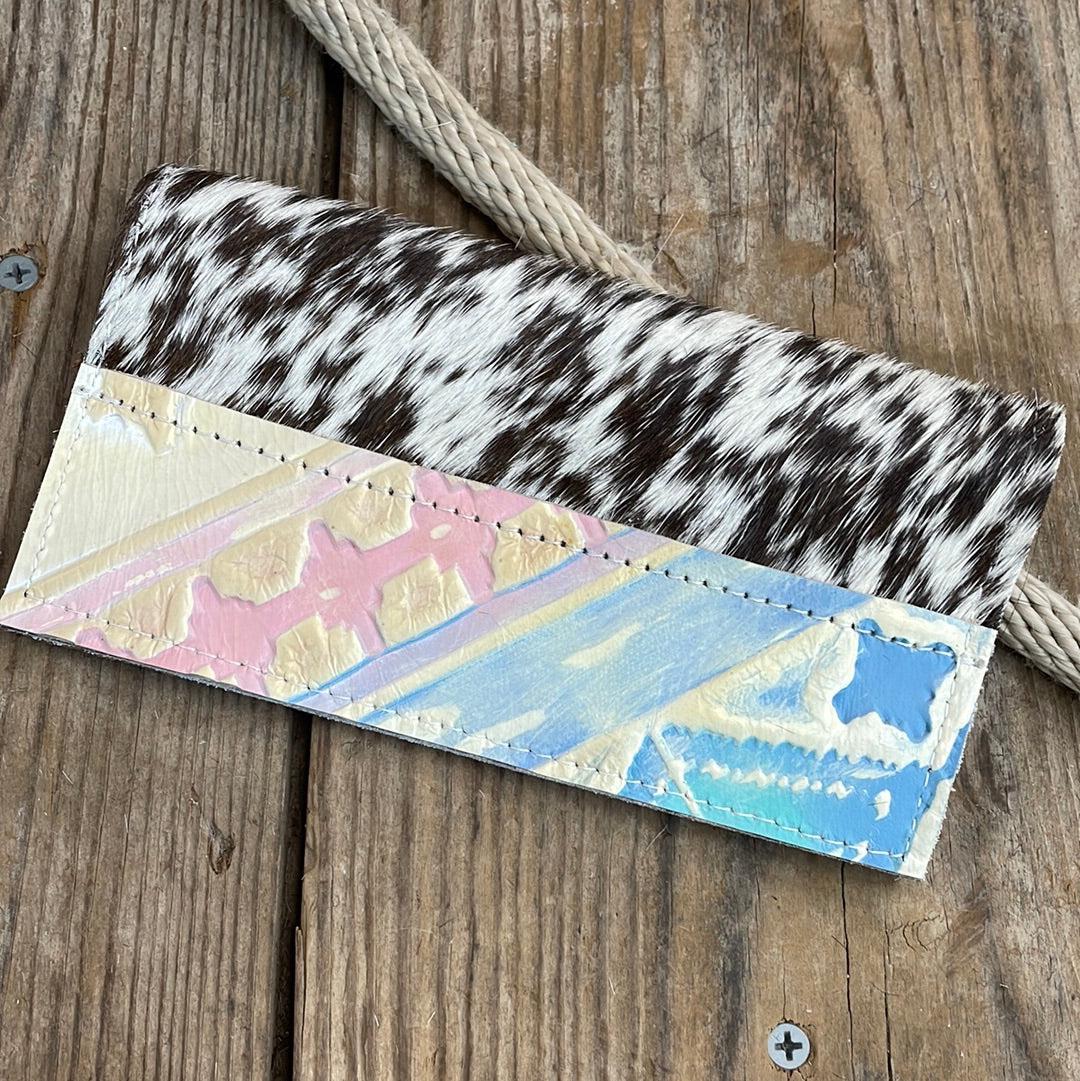 Checkbook Cover - Chocolate & White w/ Encanto Navajo-Checkbook Cover-Western-Cowhide-Bags-Handmade-Products-Gifts-Dancing Cactus Designs
