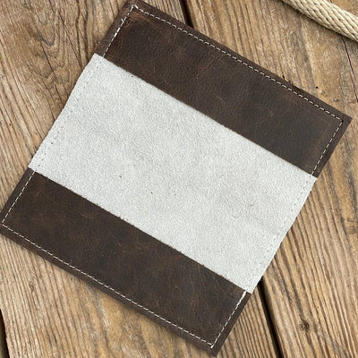 Checkbook Cover - Chocolate & White w/ Fiesta Navajo-Checkbook Cover-Western-Cowhide-Bags-Handmade-Products-Gifts-Dancing Cactus Designs