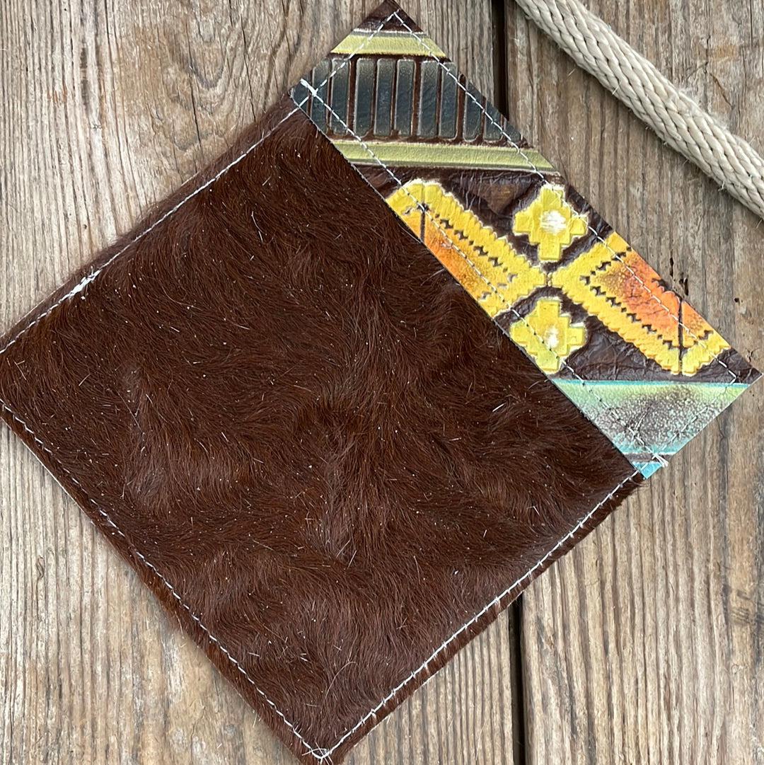 Checkbook Cover - Hereford w/ Aurora Navajo-Checkbook Cover-Western-Cowhide-Bags-Handmade-Products-Gifts-Dancing Cactus Designs