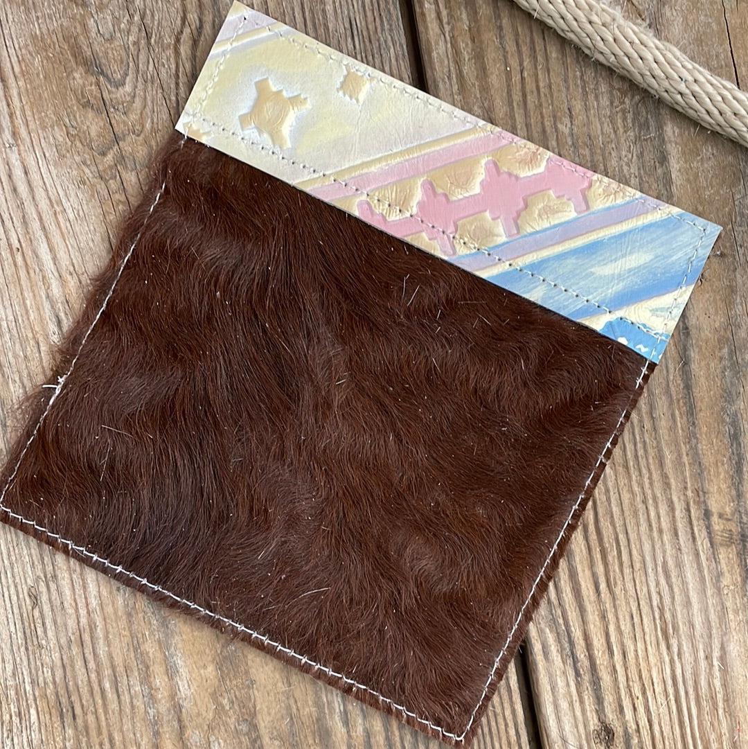 Checkbook Cover - Hereford w/ Encanto Navajo-Checkbook Cover-Western-Cowhide-Bags-Handmade-Products-Gifts-Dancing Cactus Designs