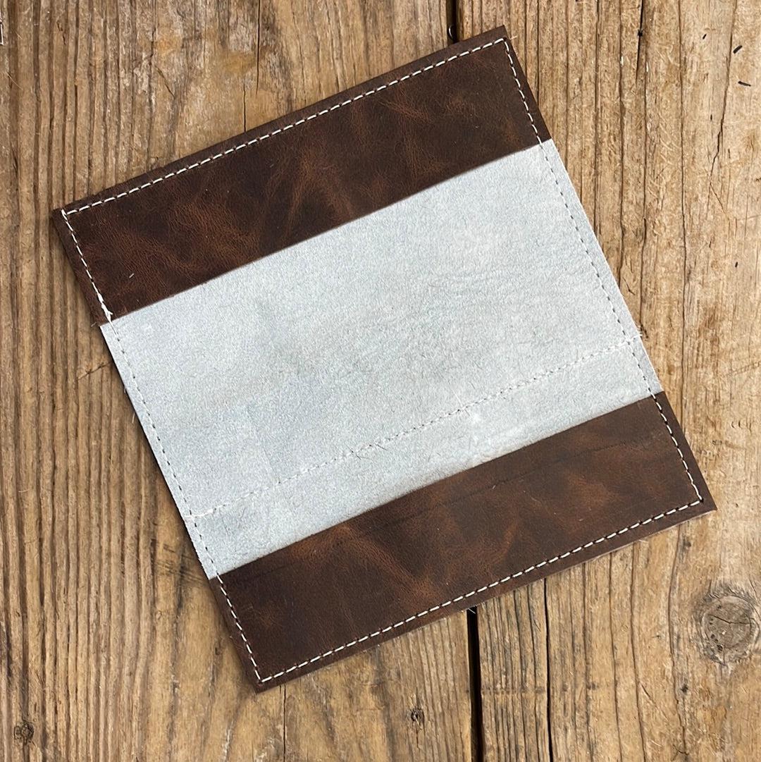Checkbook Cover - Longhorn w/ Adobe Navajo-Checkbook Cover-Western-Cowhide-Bags-Handmade-Products-Gifts-Dancing Cactus Designs