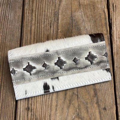 Checkbook Cover - Longhorn w/ Adobe Navajo-Checkbook Cover-Western-Cowhide-Bags-Handmade-Products-Gifts-Dancing Cactus Designs
