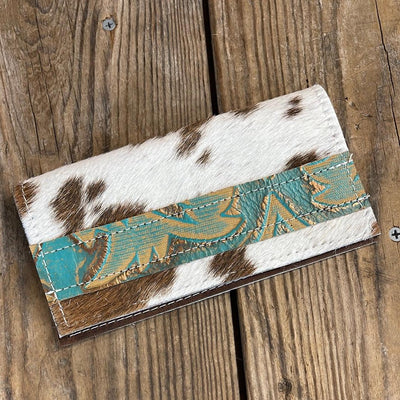 Checkbook Cover - Longhorn w/ Agave Laredo-Checkbook Cover-Western-Cowhide-Bags-Handmade-Products-Gifts-Dancing Cactus Designs