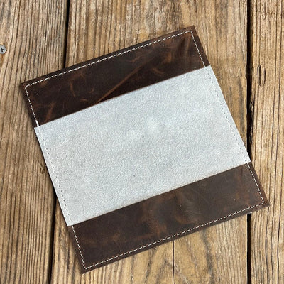Checkbook Cover - Longhorn w/ Copper Penny Aztec-Checkbook Cover-Western-Cowhide-Bags-Handmade-Products-Gifts-Dancing Cactus Designs