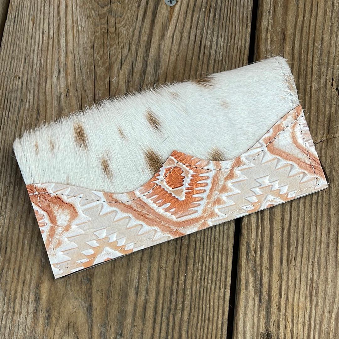 Checkbook Cover - Longhorn w/ Copper Penny Aztec-Checkbook Cover-Western-Cowhide-Bags-Handmade-Products-Gifts-Dancing Cactus Designs