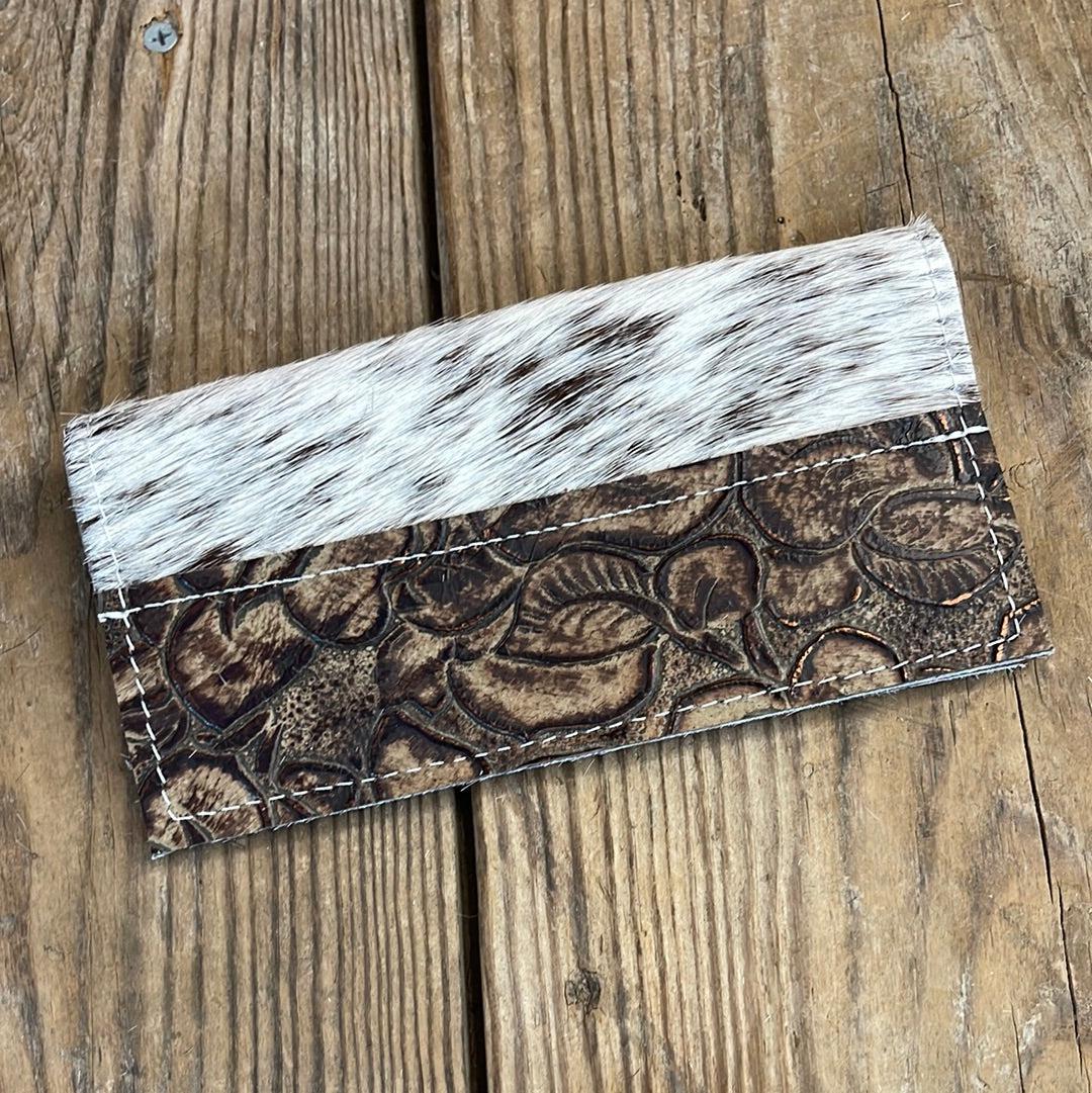Checkbook Cover - Longhorn w/ Deadwood Roses-Checkbook Cover-Western-Cowhide-Bags-Handmade-Products-Gifts-Dancing Cactus Designs