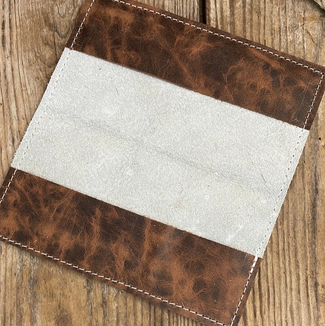 Checkbook Cover - Longhorn w/ Encanto Navajo-Checkbook Cover-Western-Cowhide-Bags-Handmade-Products-Gifts-Dancing Cactus Designs
