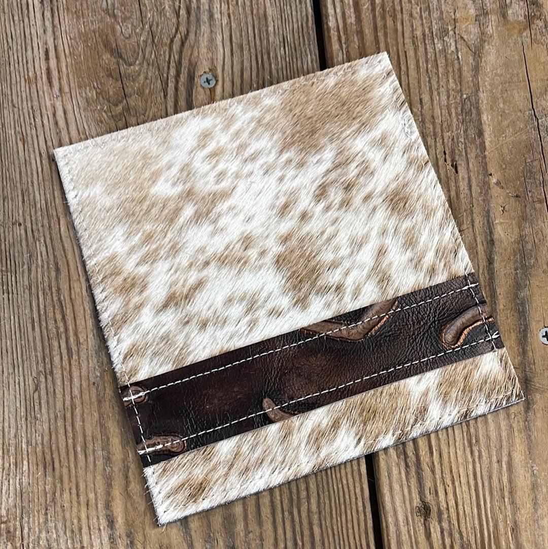 Checkbook Cover - Longhorn w/ Mahogany Brands-Checkbook Cover-Western-Cowhide-Bags-Handmade-Products-Gifts-Dancing Cactus Designs