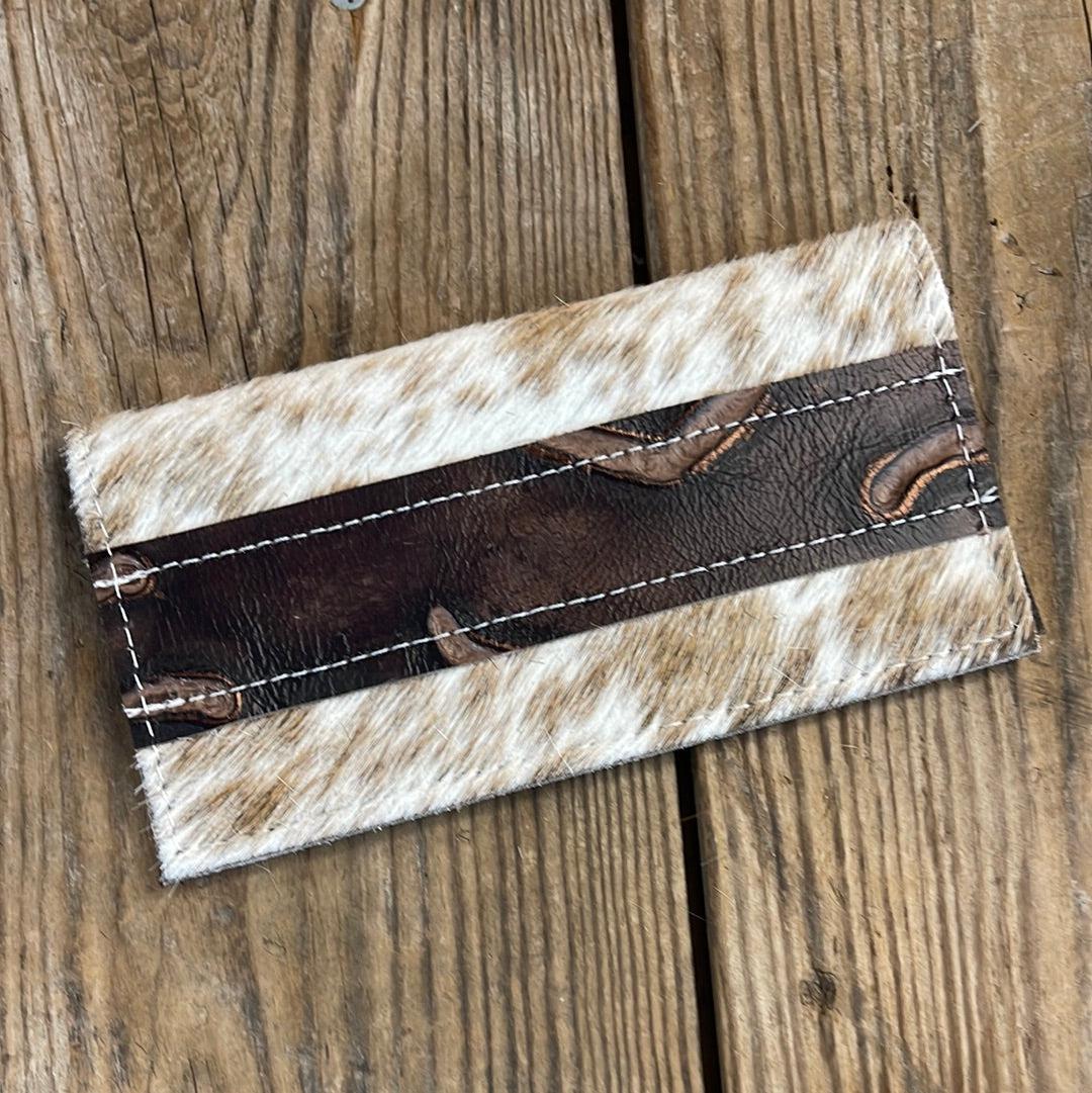 Checkbook Cover - Longhorn w/ Mahogany Brands-Checkbook Cover-Western-Cowhide-Bags-Handmade-Products-Gifts-Dancing Cactus Designs