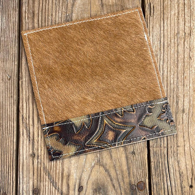 Checkbook Cover - Longhorn w/ Sepia Laredo-Checkbook Cover-Western-Cowhide-Bags-Handmade-Products-Gifts-Dancing Cactus Designs