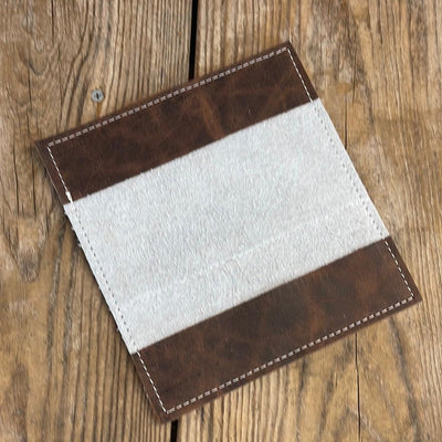 Checkbook Cover - Longhorn w/ Wildflower-Checkbook Cover-Western-Cowhide-Bags-Handmade-Products-Gifts-Dancing Cactus Designs