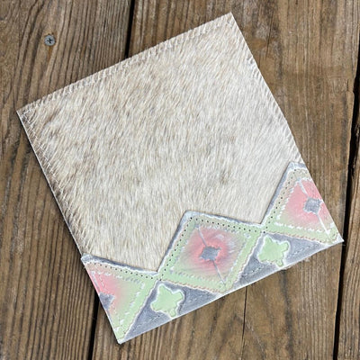 Checkbook Cover - Palomino w/ Watermelon Wine-Checkbook Cover-Western-Cowhide-Bags-Handmade-Products-Gifts-Dancing Cactus Designs