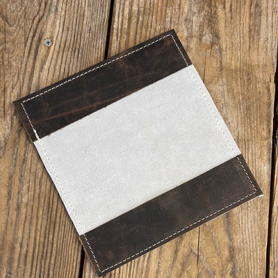 Checkbook Cover - Red Brindle w/ Turquoise Aztec-Checkbook Cover-Western-Cowhide-Bags-Handmade-Products-Gifts-Dancing Cactus Designs