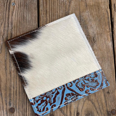 Checkbook Cover - Tricolor w/ Blue Bonnet Tool-Checkbook Cover-Western-Cowhide-Bags-Handmade-Products-Gifts-Dancing Cactus Designs