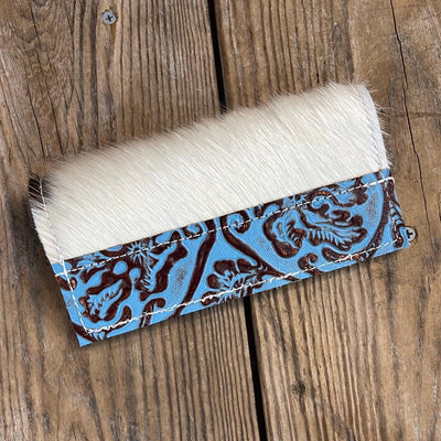 Checkbook Cover - Tricolor w/ Blue Bonnet Tool-Checkbook Cover-Western-Cowhide-Bags-Handmade-Products-Gifts-Dancing Cactus Designs