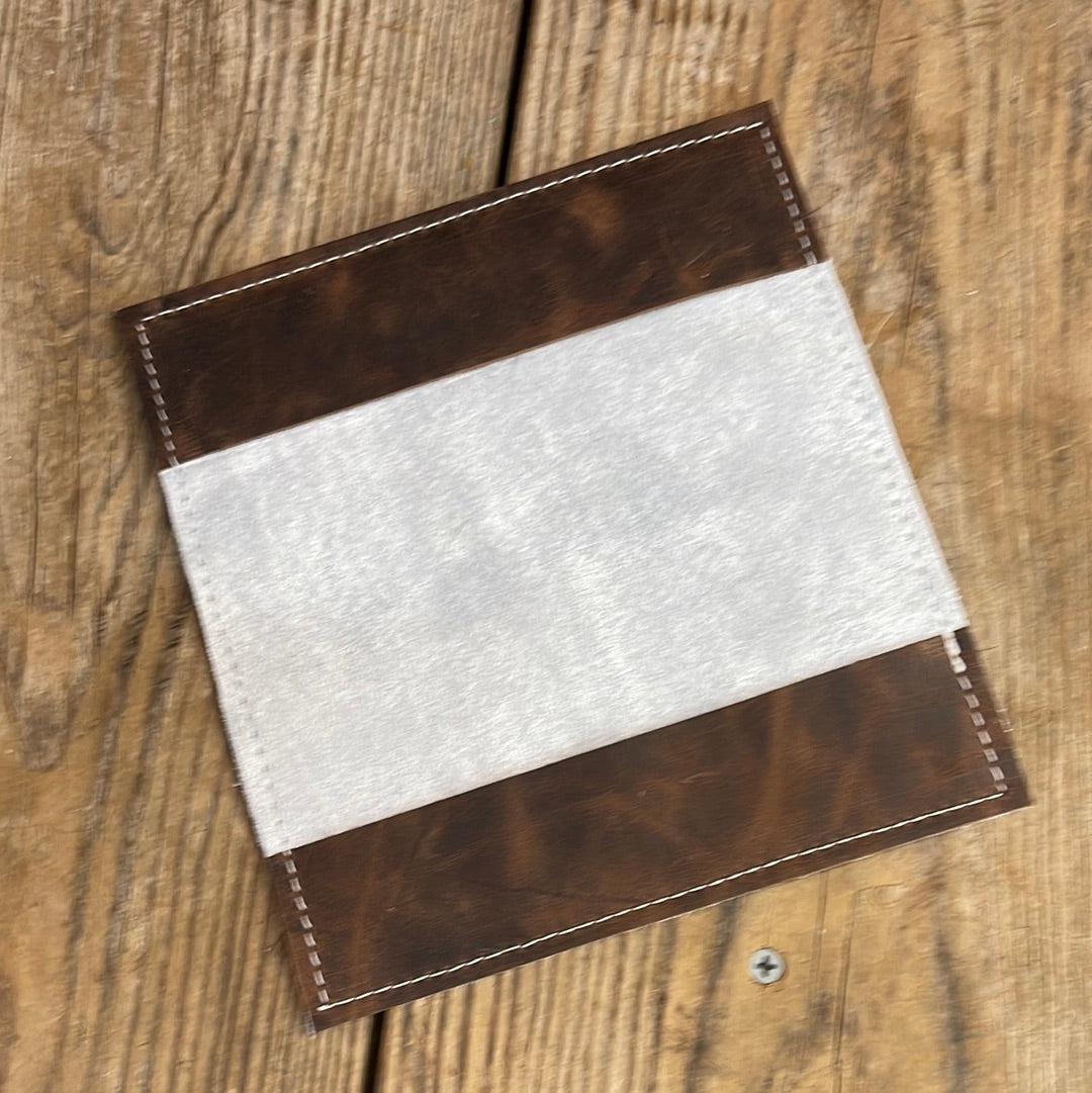 Checkbook Cover - Tricolor w/ Copper Penny Aztec-Checkbook Cover-Western-Cowhide-Bags-Handmade-Products-Gifts-Dancing Cactus Designs
