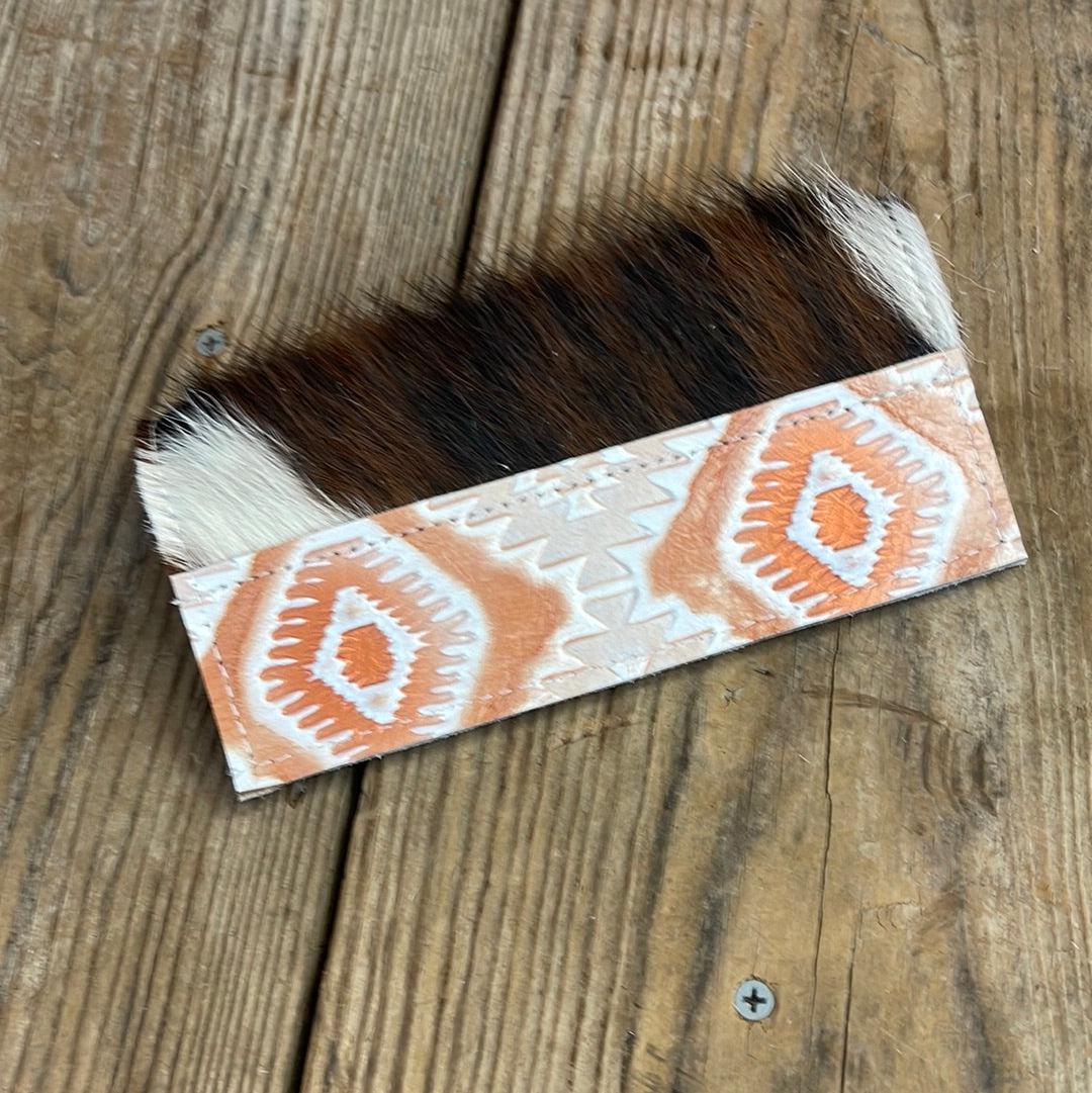 Checkbook Cover - Tricolor w/ Copper Penny Aztec-Checkbook Cover-Western-Cowhide-Bags-Handmade-Products-Gifts-Dancing Cactus Designs