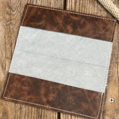 Checkbook Cover - Tricolor w/ Encanto Navajo-Checkbook Cover-Western-Cowhide-Bags-Handmade-Products-Gifts-Dancing Cactus Designs