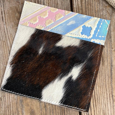 Checkbook Cover - Tricolor w/ Encanto Navajo-Checkbook Cover-Western-Cowhide-Bags-Handmade-Products-Gifts-Dancing Cactus Designs
