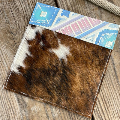 Checkbook Cover - Tricolor w/ Encanto Navajo-Checkbook Cover-Western-Cowhide-Bags-Handmade-Products-Gifts-Dancing Cactus Designs