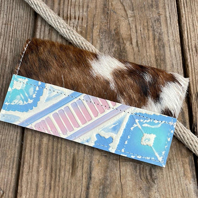 Checkbook Cover - Tricolor w/ Encanto Navajo-Checkbook Cover-Western-Cowhide-Bags-Handmade-Products-Gifts-Dancing Cactus Designs