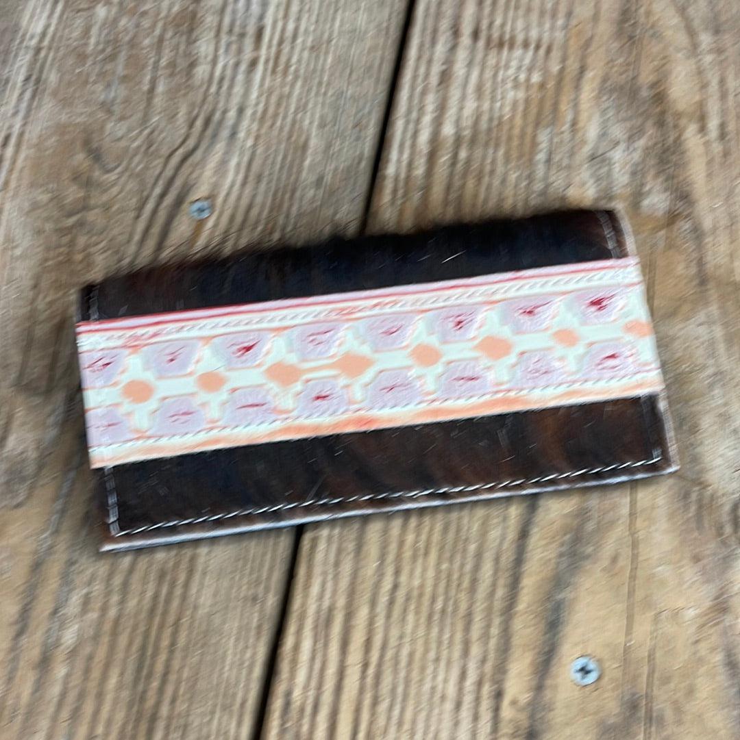 Checkbook Cover - Tricolor w/ Fiesta Navajo-Checkbook Cover-Western-Cowhide-Bags-Handmade-Products-Gifts-Dancing Cactus Designs