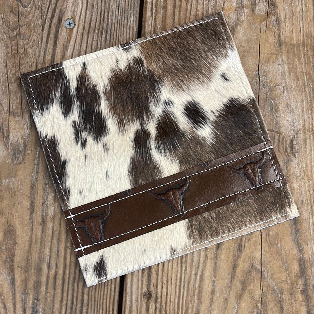 Checkbook Cover - Tricolor w/ Mahogany Skulls-Checkbook Cover-Western-Cowhide-Bags-Handmade-Products-Gifts-Dancing Cactus Designs