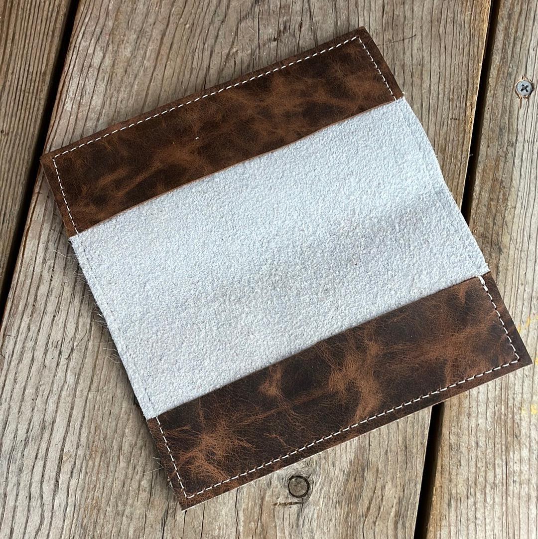 Checkbook Cover - Tricolor w/ Watermelon Wine-Checkbook Cover-Western-Cowhide-Bags-Handmade-Products-Gifts-Dancing Cactus Designs