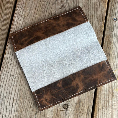 Checkbook Cover - Tricolor w/ Watermelon Wine-Checkbook Cover-Western-Cowhide-Bags-Handmade-Products-Gifts-Dancing Cactus Designs